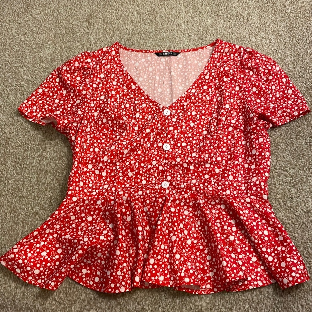 Red Shein Peplum Top